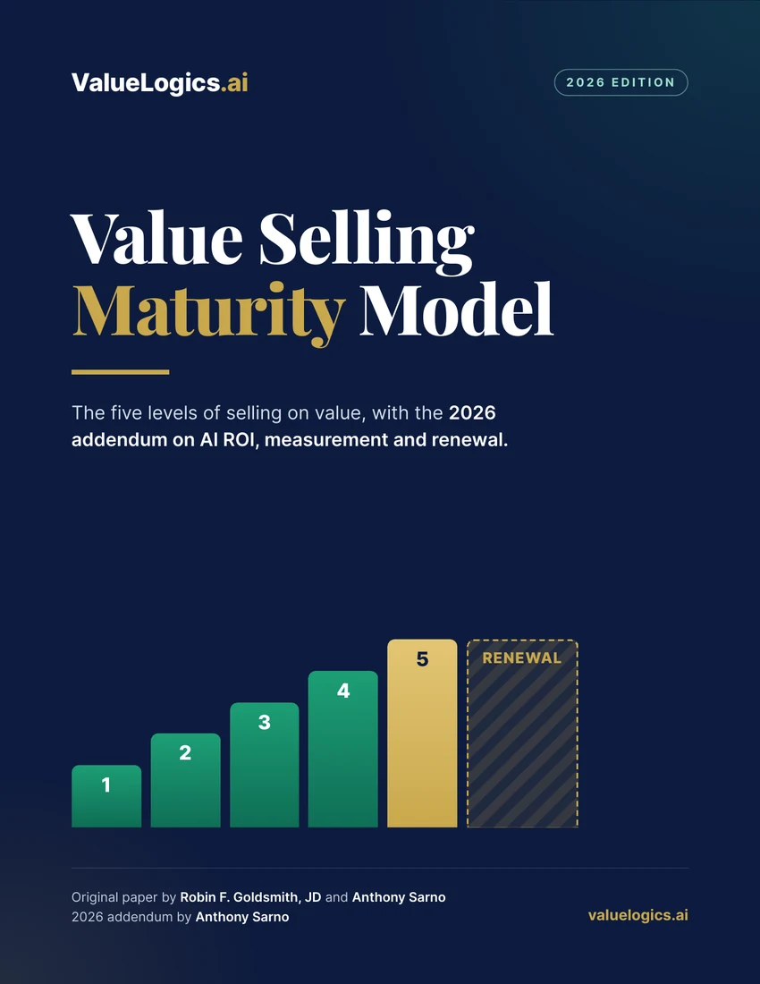 Cover of the Value Selling Maturity Model, 2026 Edition, from ValueLogics.ai